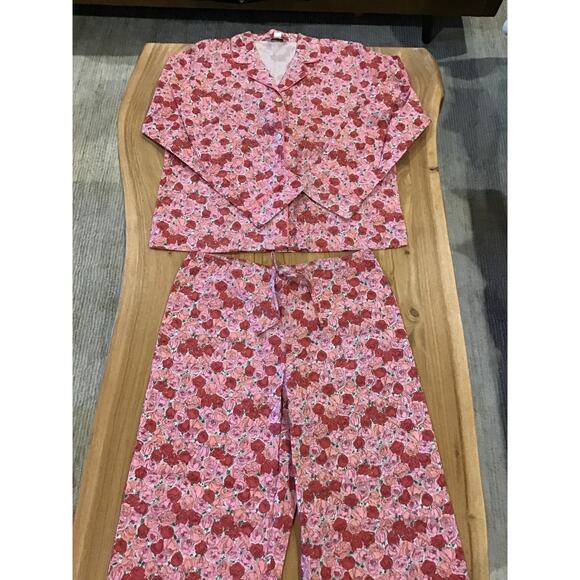 Garnet Hill Pajama Set Womens Sz Medium Floral 100% Cotton Tops Pants New no Tag - Picture 1 of 10